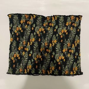 Tropical ruffle hem tube top- Gold rush